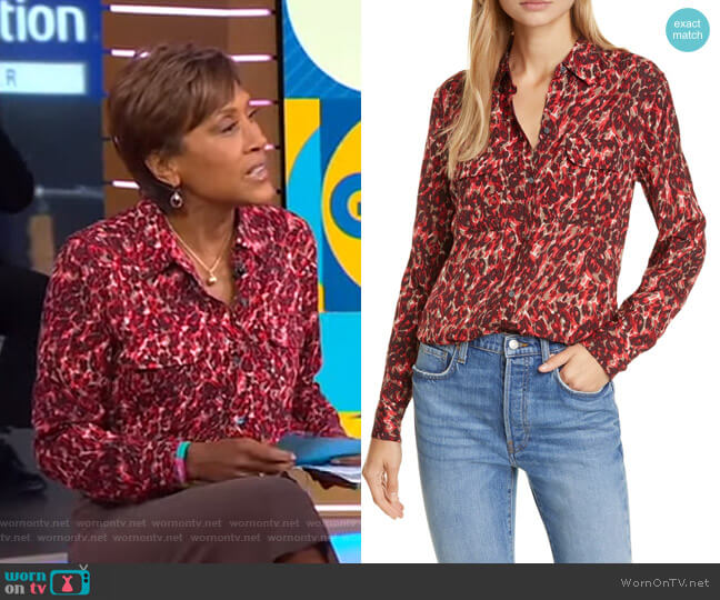 WornOnTV: Robin’s pink leopard print blouse on Good Morning America ...
