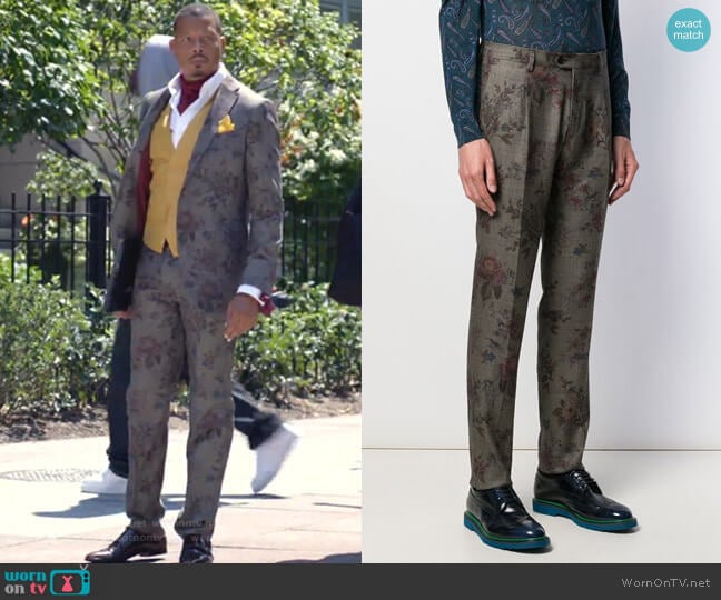 Floral-Print Chinos by Etro worn by Lucious Lyon (Terrence Howard) on Empire