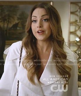 Fallon's white trench coat on Dynasty