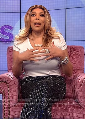 Wendy’s sequin stripe pants on The Wendy Williams Show