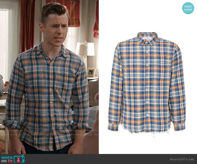 Frame Frayed-Hem Plaid Cotton Button-Up Shirt worn by Luke Dunphy (Nolan Gould) on Modern Family