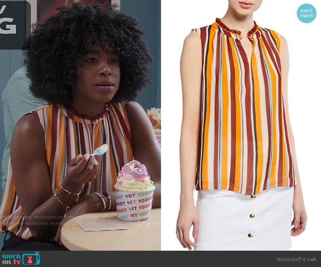 Frame Sleeveless Striped Raglan Top worn by Simone Garnett (Kirby Howell-Baptiste) on The Good Place