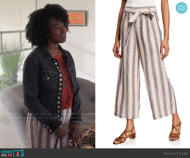 Frame Striped Clean Linen Pants worn by Simone Garnett (Kirby Howell-Baptiste) on The Good Place