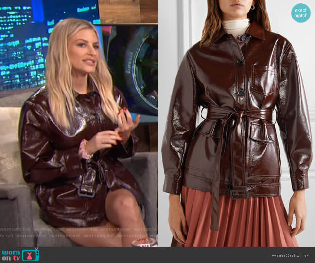 Ilenia Belted Vinyl Jacket by Frankie Shop worn by Morgan Stewart on E! News