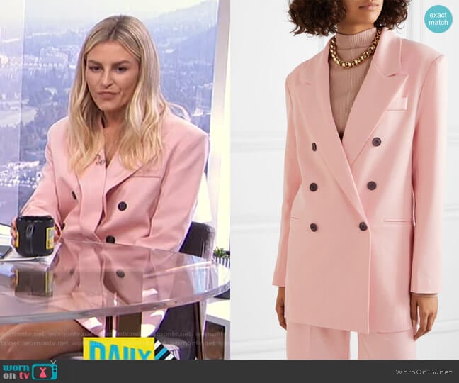 Julie Double-Breasted Gabardine Blazer by Frankie Shop worn by Morgan Stewart on E! News