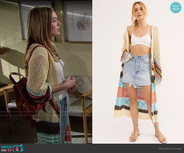 Free People Crochet Cardigan Jacket worn by Hope Logan (Annika Noelle) on The Bold and the Beautiful