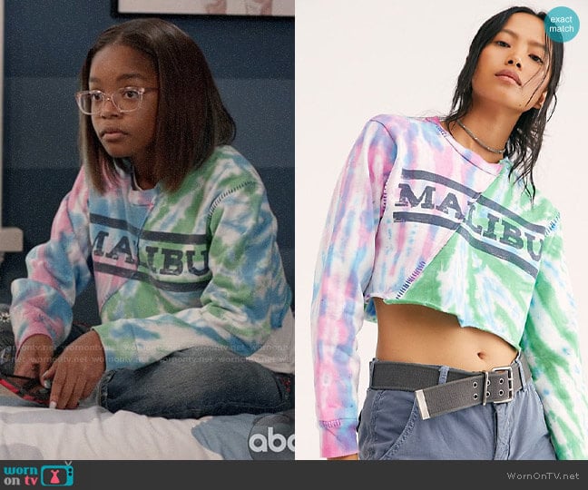 Free People Malibu Tie Dye Pullover worn by Diane Johnson (Marsai Martin) on Black-ish