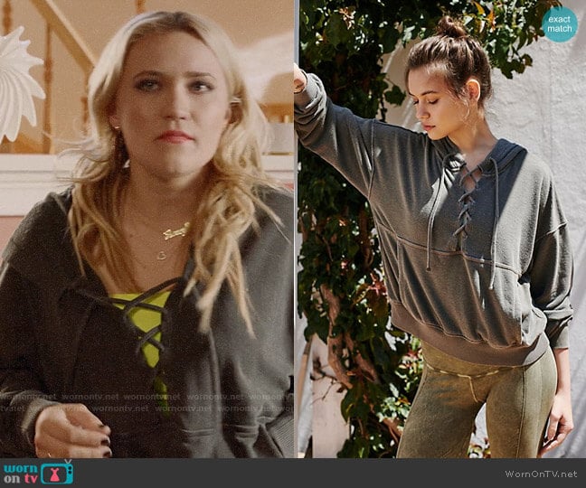 Free People Believer Sweat Hoodie worn by Roxy Doyle (Emily Osment) on Almost Family