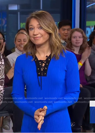 Ginger’s blue ribbed lace-up dress on Good Morning America