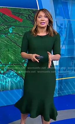 Ginger’s green ruffle hem dress on Good Morning America