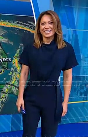 Ginger's navy short sleeve jumpsuit on Good Morning America