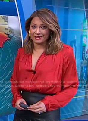 Ginger's red wrap blouse on Good Morning America