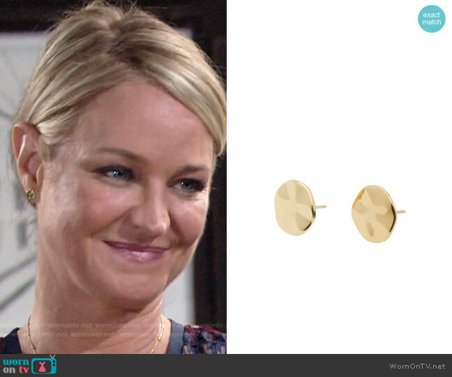Gorjana Chloe Small Stud Earrings worn by Sharon Collins (Sharon Case) on The Young & the Restless