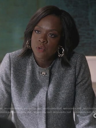 Annalise’s gray check coat on How to Get Away with Murder