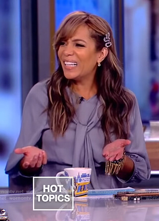 Sunny’s gray tie neck dress on The View