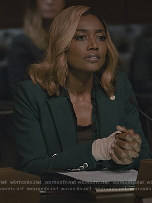 Daisy's green double breasted blazer on Madam Secretary