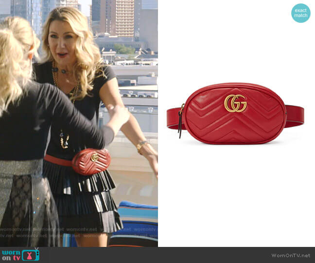 GG Marmont 2.0 Matelassé Leather Belt Bag by Gucci worn by Kary Brittingham on The Real Housewives of Dallas