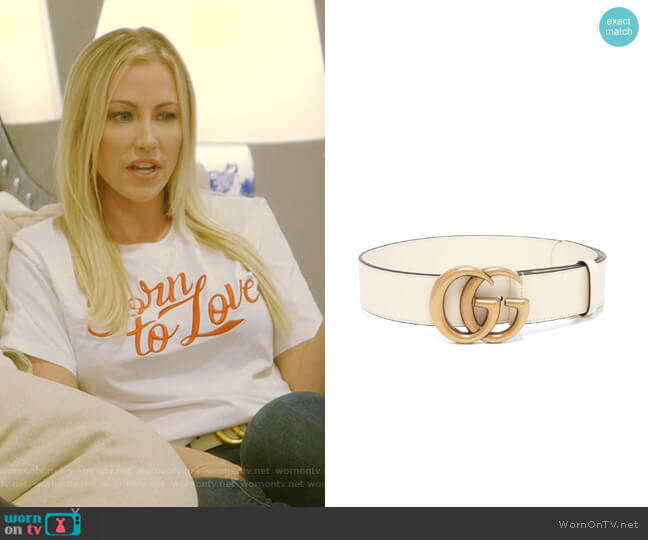 GG-logo Leather Belt by Gucci worn by Stephanie Hollman on The Real Housewives of Dallas