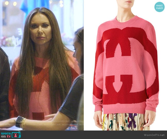 Interlocking Intarsia GG Wool Sweater by Gucci worn by LeeAnne Locken on The Real Housewives of Dallas