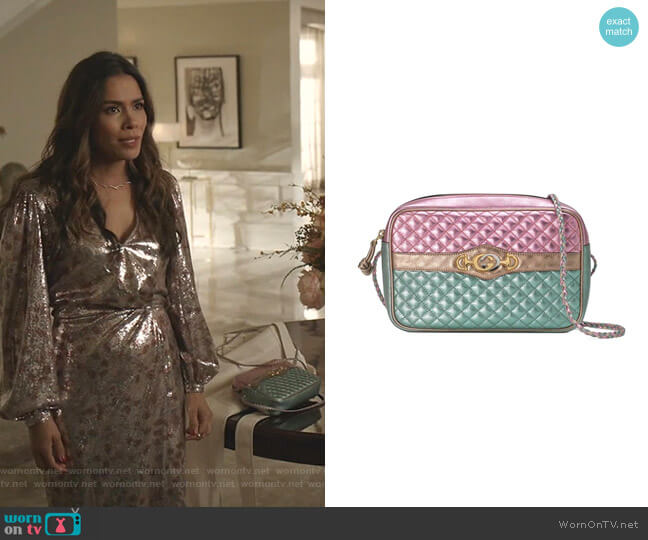 Laminated Leather Small Shoulder Bag by Gucci worn by Cristal Jennings (Daniella Alonso) on Dynasty