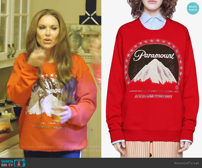 Oversize Sweatshirt with Paramount Logo by Gucci worn by LeeAnne Locken  on The Real Housewives of Dallas