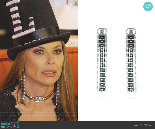 Crystal Web drop earrings by Gucci worn by LeeAnne Locken on The Real Housewives of Dallas