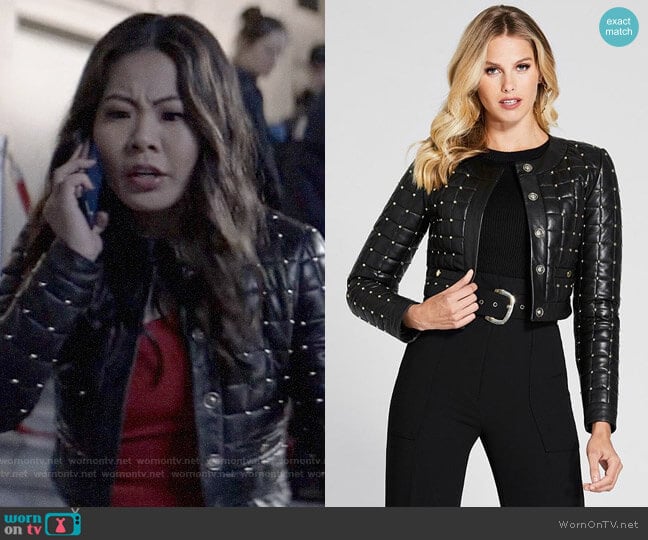 Guess Studded Leather Quilted Jacket worn by Mary Hamilton (Nicole Kang) on Batwoman