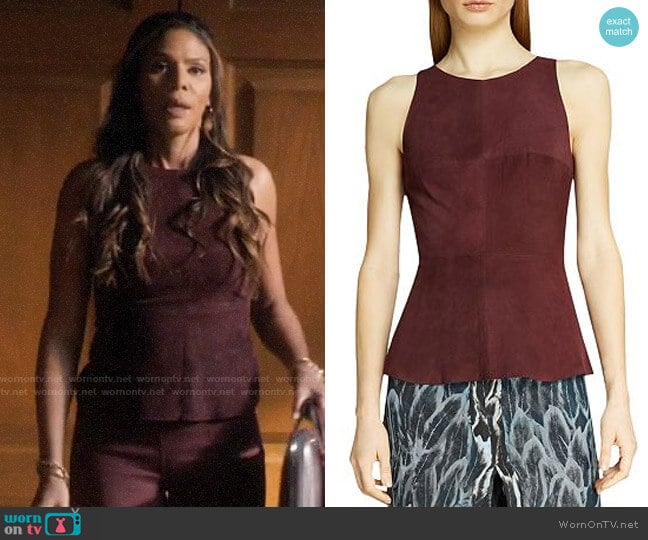 Halston Heritage Sleeveless Suede Top worn by Grace Greenleaf (Merle Dandridge) on Greenleaf