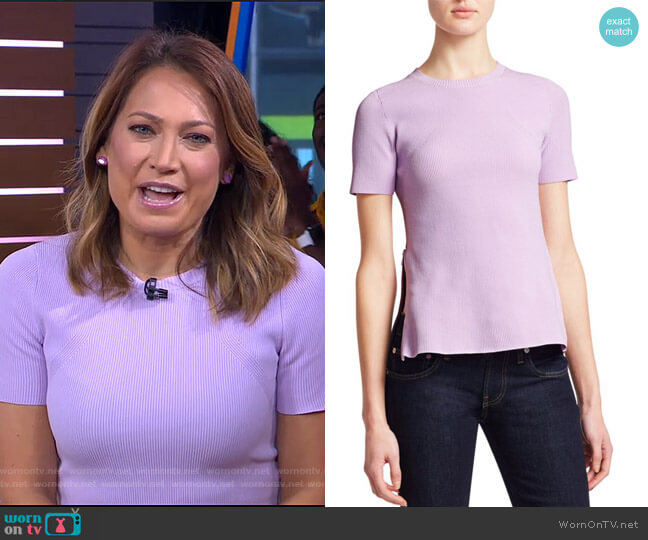 Angel Ribbed Tee by Helmut Lang worn by Ginger Zee on Good Morning America