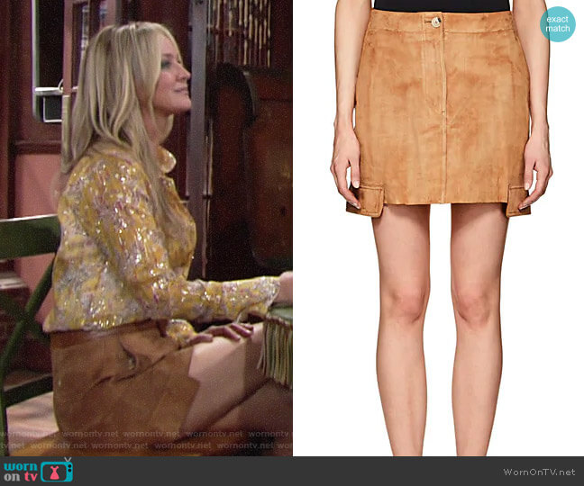 Helmut Lang Suede Miniskirt worn by Sharon Newman (Sharon Case) on The Young and the Restless