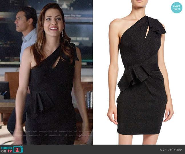 Herve Leger Double-Face Metallic One-Shoulder Dress worn by Andrea Rojas (Julie Gonzalo) on Supergirl