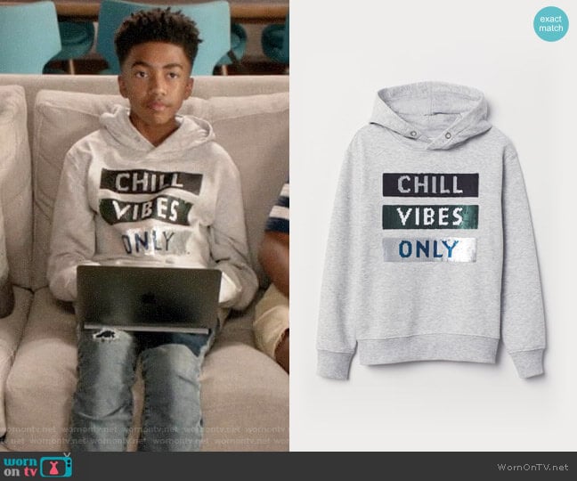 H&M Appliqued Hooded Sweatshirt worn by Jack Johnson (Miles Brown) on Black-ish