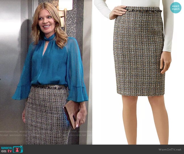 Hobbs London Jessie Tweed Pencil Skirt worn by Phyllis Summers (Michelle Stafford) on The Young and the Restless