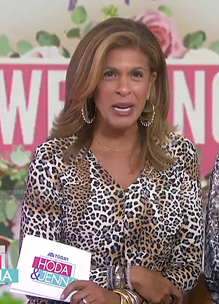 Hoda's cheetah print v-neck top on Today