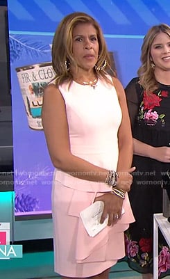 Hoda’s pink ruffle front dress on Today