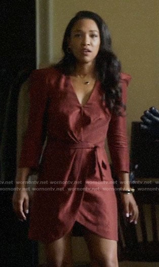 Iris's red wrap dress on The Flash