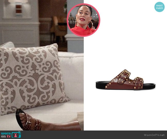 Isabel Marant Lennyo Slides worn by Rainbow Johnson (Tracee Ellis Ross) on Black-ish