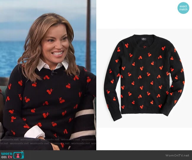 Everyday Cashmere Sweater in Cherries by J Crew worn by Kit Hoover  on Access Hollywood