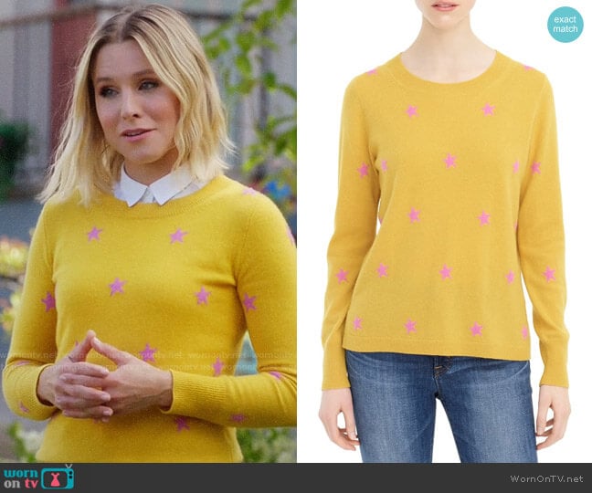 J. Crew Star Long Sleeve Everyday Cashmere Crewneck Sweater worn by Eleanor Shellstrop (Kristen Bell) on The Good Place