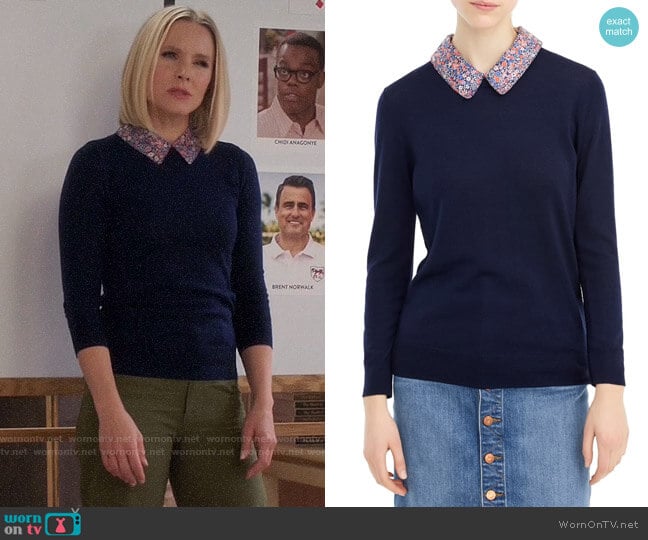 WornOnTV: Eleanor’s navy blue sweater with floral collar on The Good ...