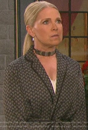 Jennifer's printed belted jacket on Days of our Lives