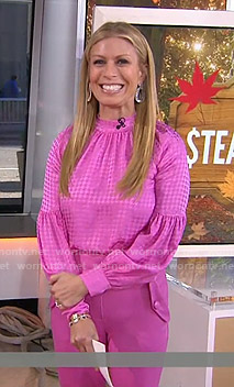 Jill’s pink houndstooth blouse and leather pants on Today