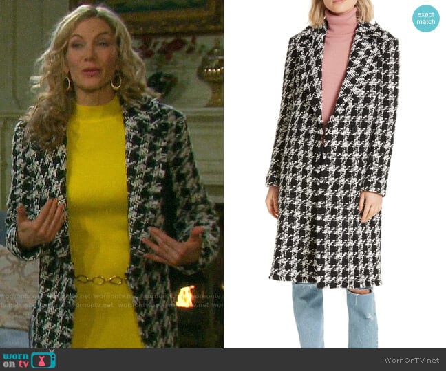 Joie Aubrielle Houndstooth Coat worn by Kristen DiMera (Stacy Haiduk) on Days of our Lives