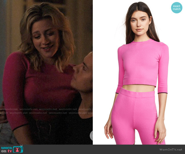 JoosTricot 3/4 Sleeve Crop Top Sweater worn by Betty Cooper (Lili Reinhart) on Riverdale