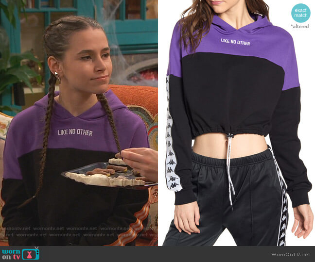 Byta Crop French Terry Hoodie by Kappa worn by Tess O'Malley (Sky Katz) on Ravens Home