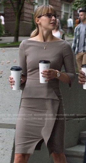 Kara's light brown peplum dress on Supergirl