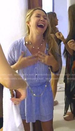 Kary’s blue striped v-neck dress on The Real Housewives of Dallas