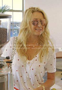 Kary's white heart print tee on The Real Housewives of Dallas