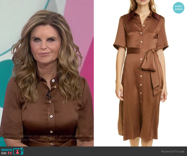 Smocked Back Satin Shirtdress by Kate Spade worn by Maria Shriver on Today