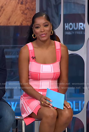 Keke's pink check top and skirt on GMA Strahan Sara And Keke